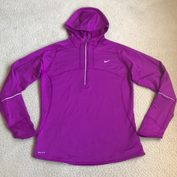 Nike Tops - Nike Running Half-Zip Hoodie, Fleece-Lined, Large